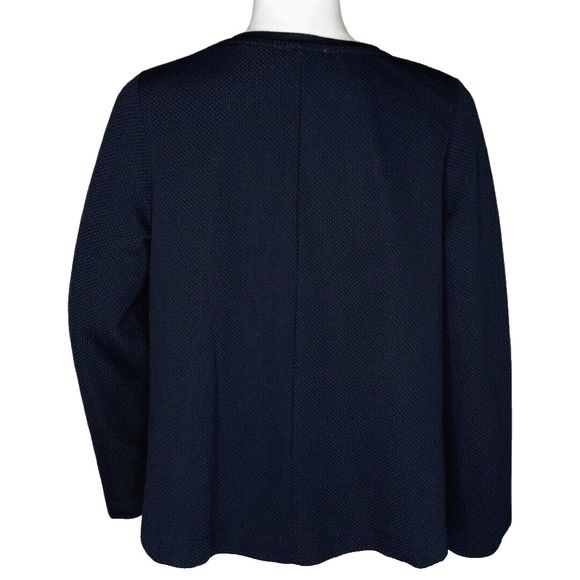 Zara Shirt Womens Small Navy Blue Textured Bell Sleeve Basic Neutral Minimalist - Picture 4 of 8